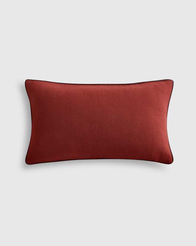 Brick Red/Espresso Contrast Piped Wool Pillow Cover