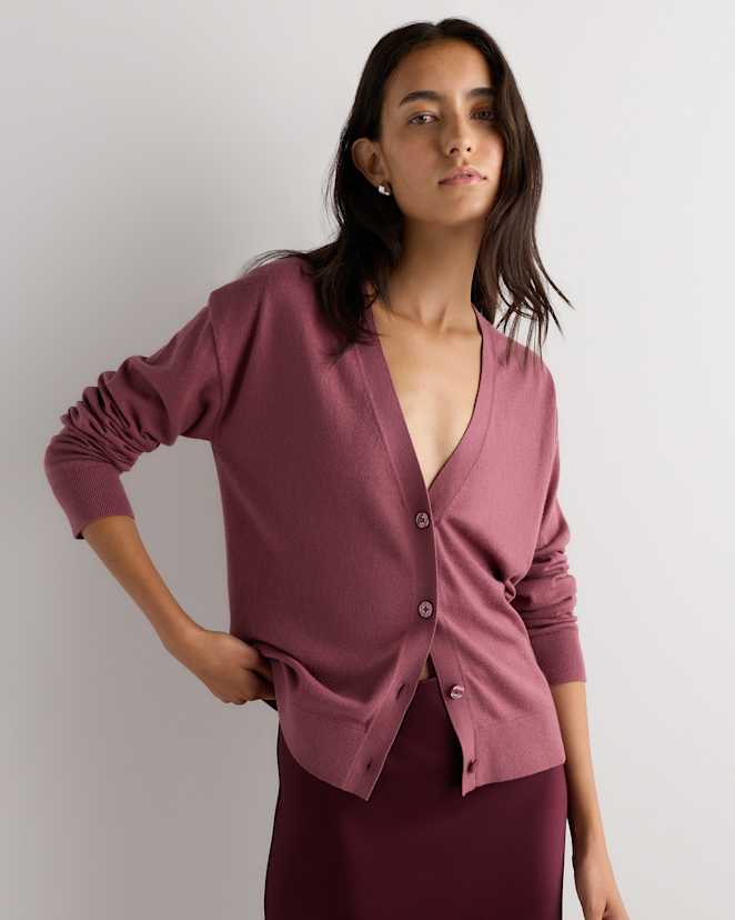 Crushed Berry Purple Lightweight Cotton Cashmere Cardigan