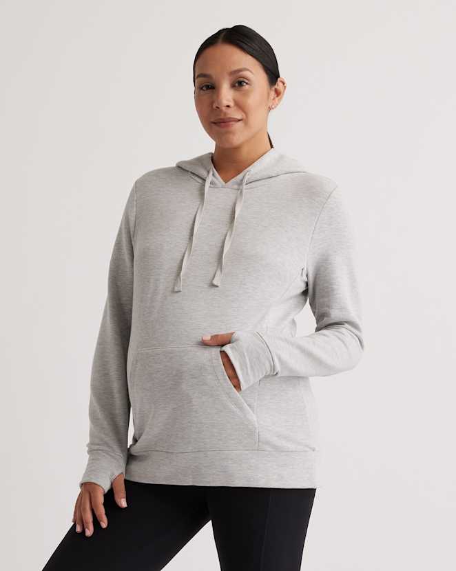 Heather Grey SuperSoft Fleece Maternity & Nursing Hoodie