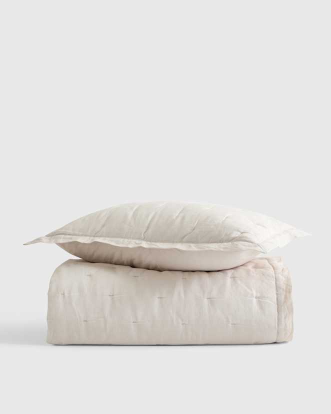 Sand European Linen Toddler Dream Quilt & Sham Set