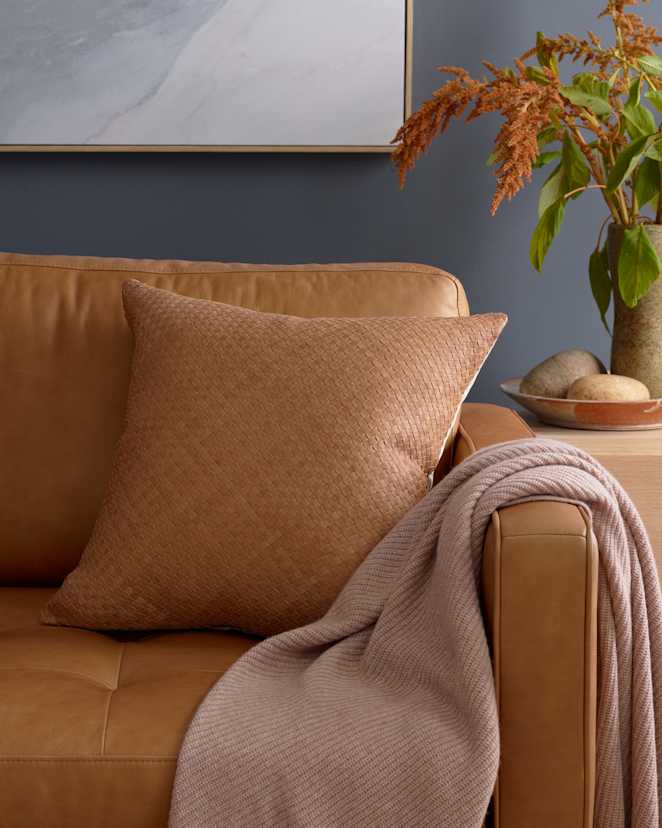 Chestnut Woven Leather Pillow cover