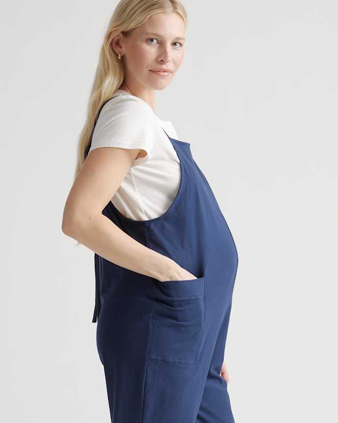 Navy Organic Cotton Maternity Overalls