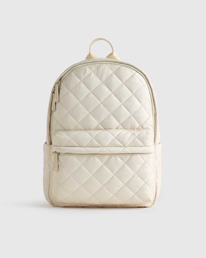 Linen White Transit Quilted Commuter Backpack