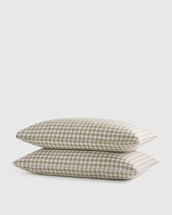 Willowleaf Gingham European Linen Pillowcase Set