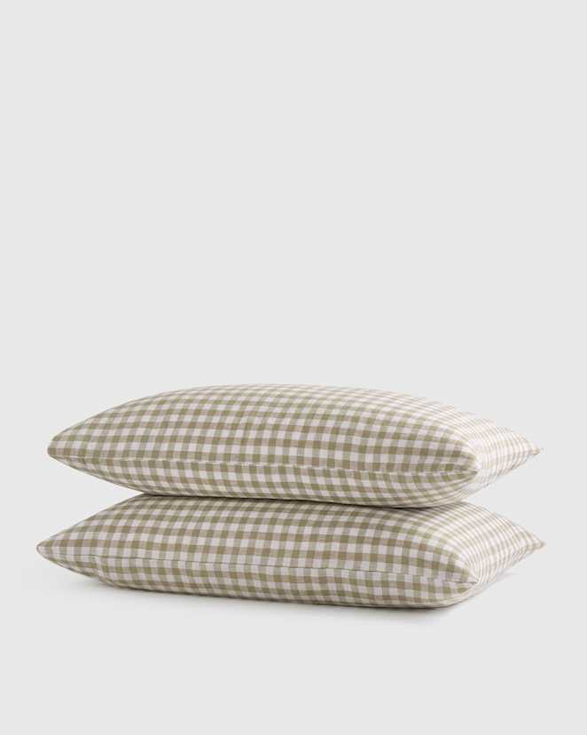 Willowleaf Gingham European Linen Pillowcase Set