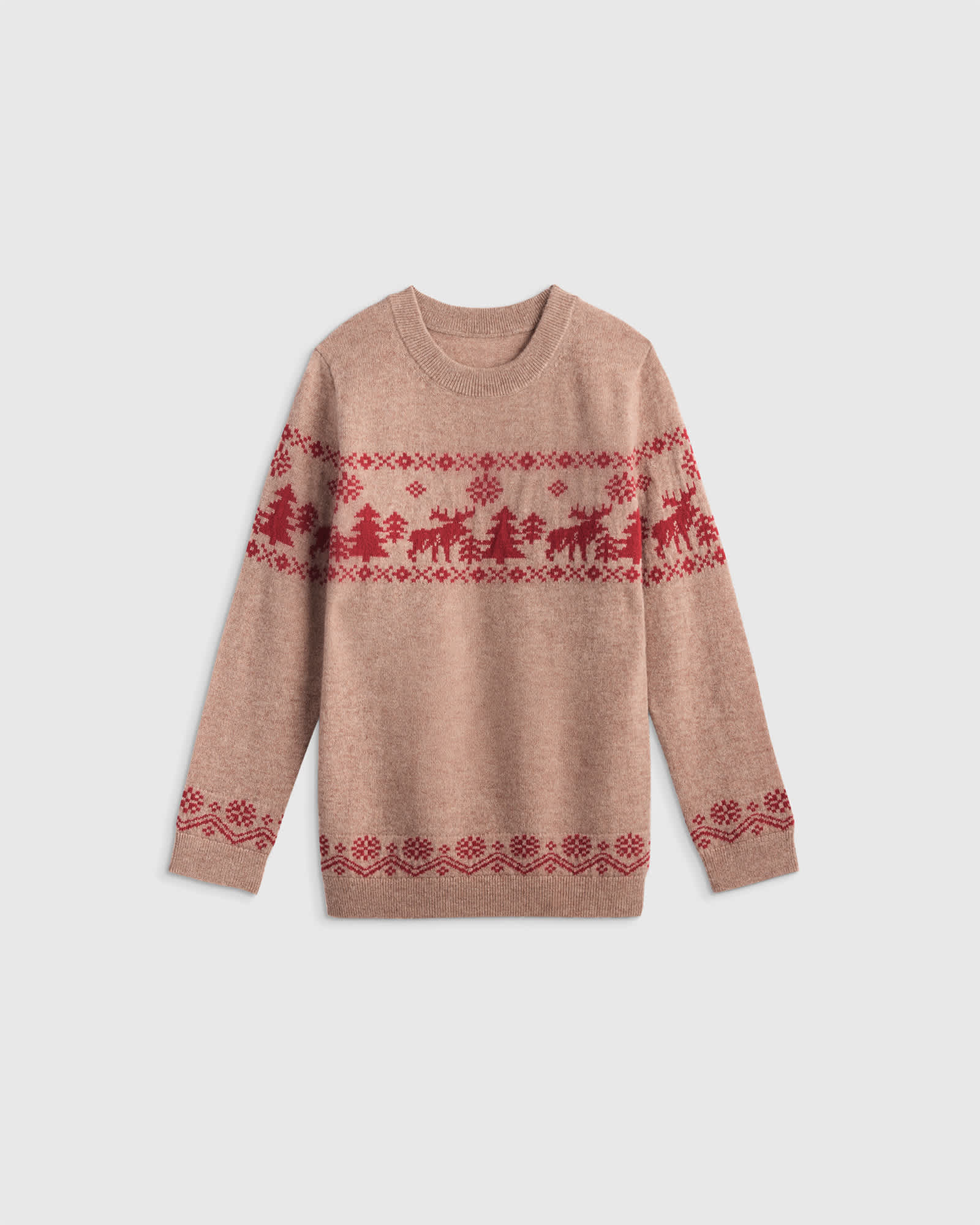 U--1241 12301 CROPPED Toddler oatmeal/varsity-red Kids & Baby Mongolian Cashmere Fair Isle Christmas Sweater