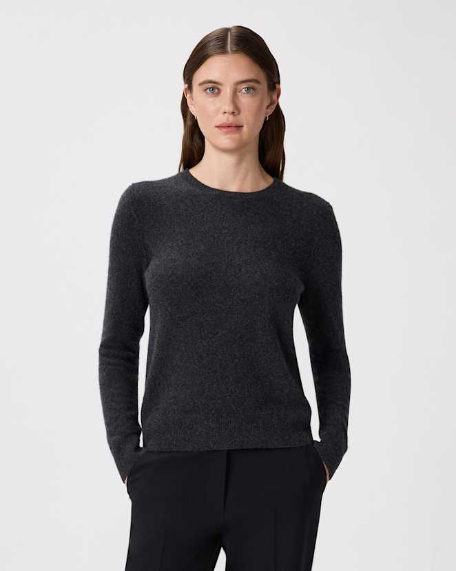 Heather Charcoal Mongolian Cashmere Crewneck Sweater