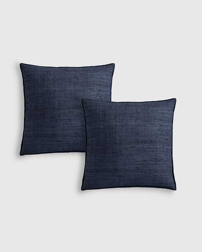 True Navy Raw Silk Textured Pillow Cover (Set of 2)
