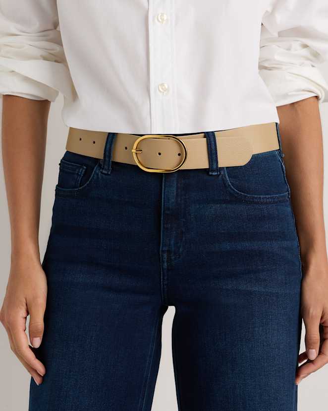 Mushroom Cleo Oval European Leather Belt
