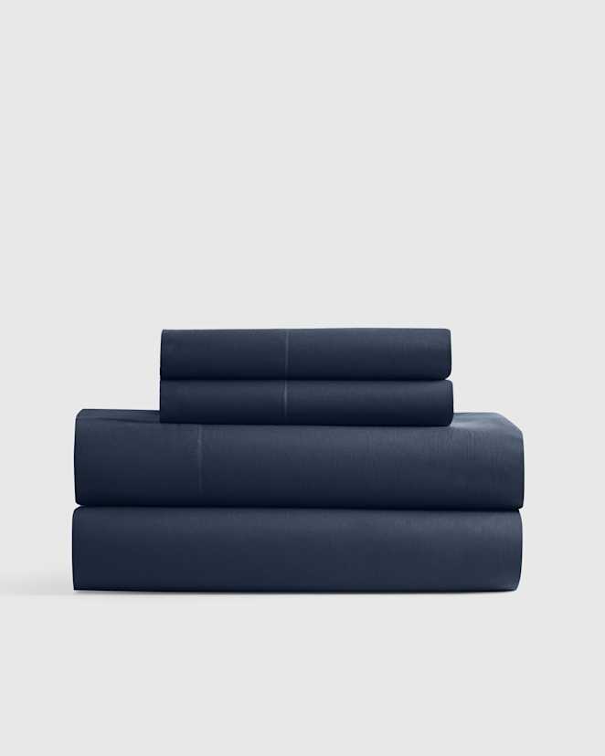 Navy Organic Crisp Percale Sheet Set