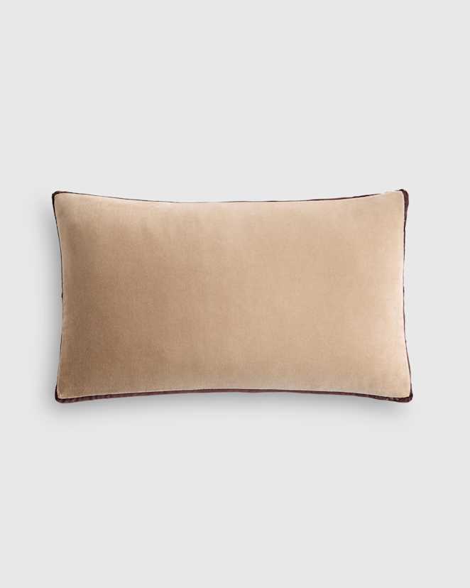 Taupe/Espresso Contrast Velvet Edge Pillow Cover