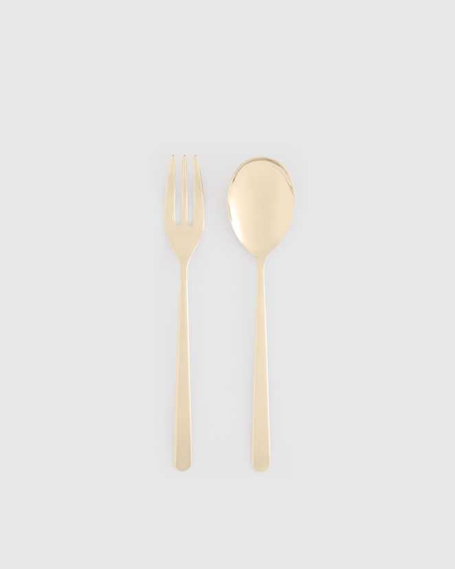 Polished Champagne Linea 2-Pc Serving Utensil Set by Mepra