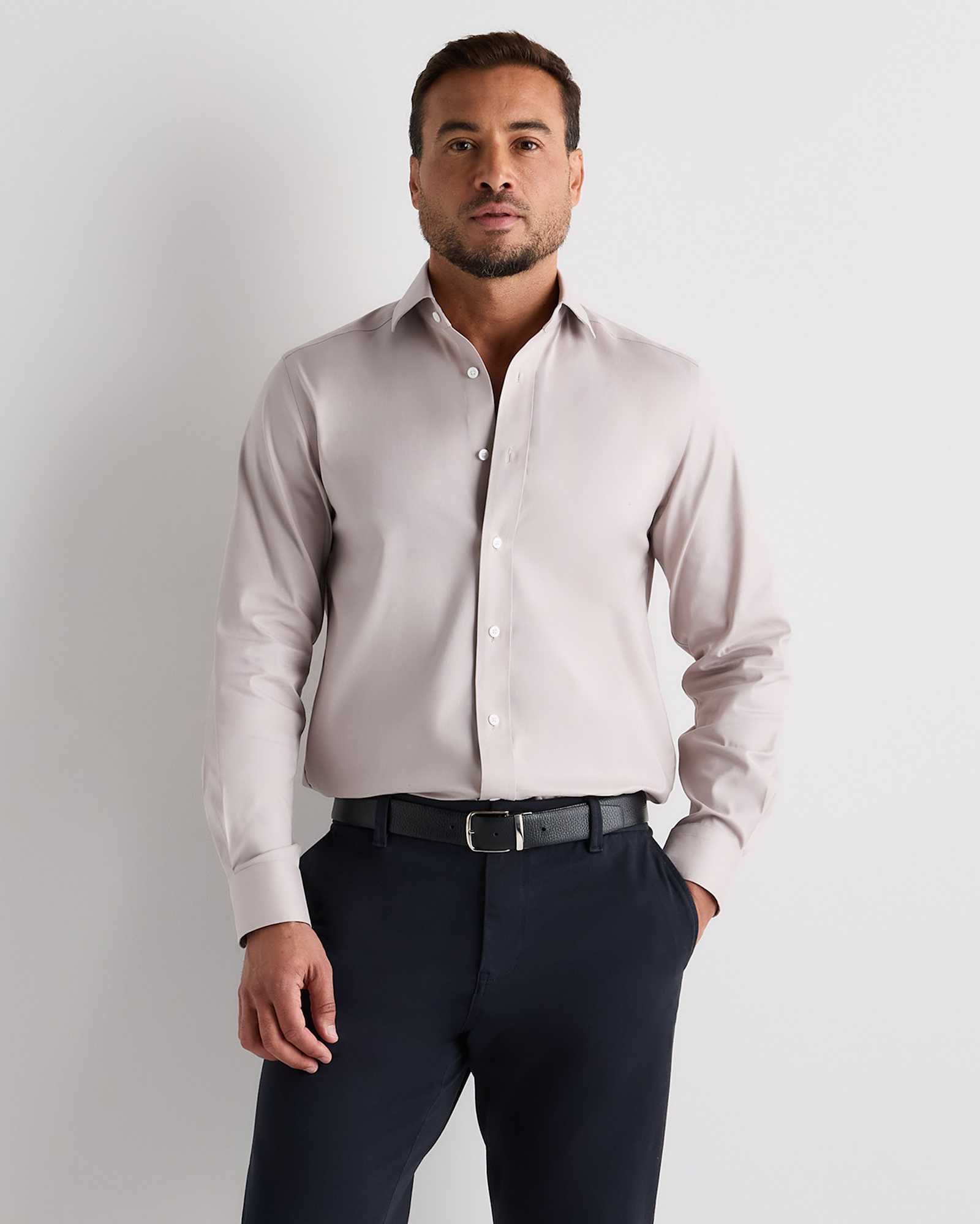 Granite Grey Organic Cotton Oxford Non-Iron Dress Shirt