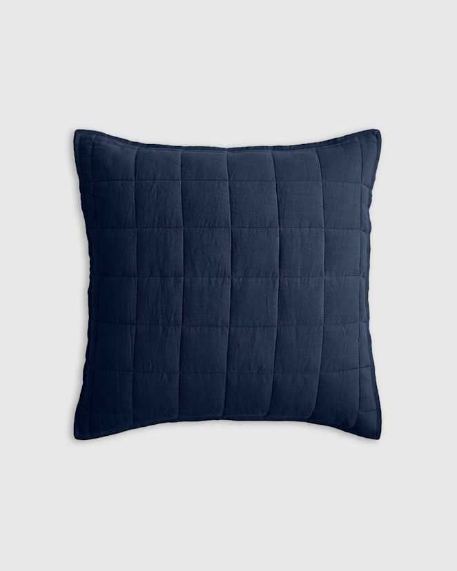 Navy European Linen Box Quilted Euro Sham