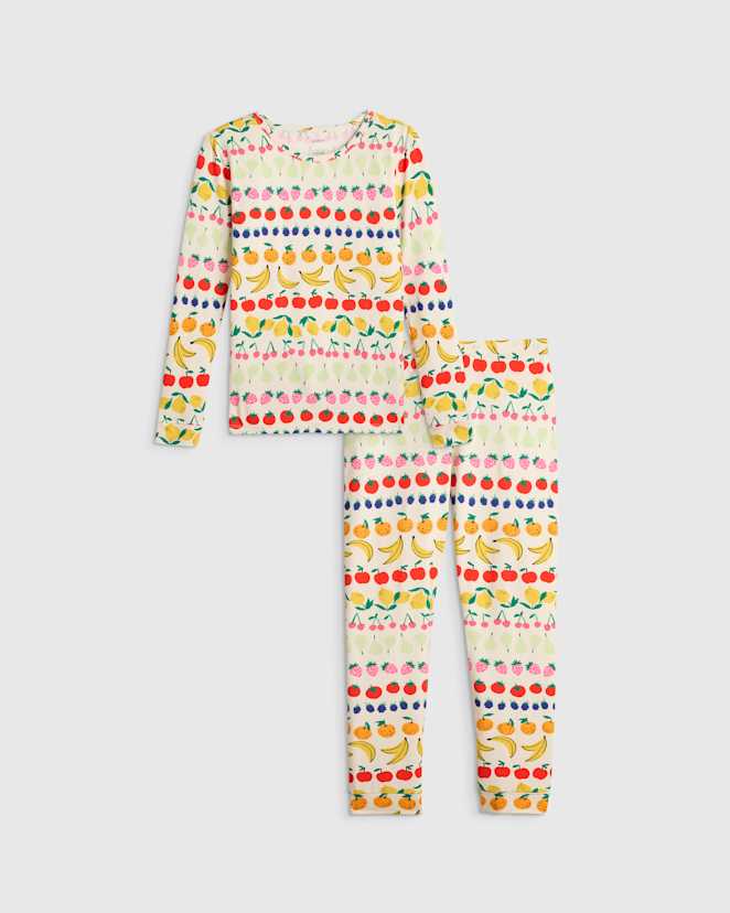 Fruit Stripe Bamboo Long Sleeve and Pant Pajama Set