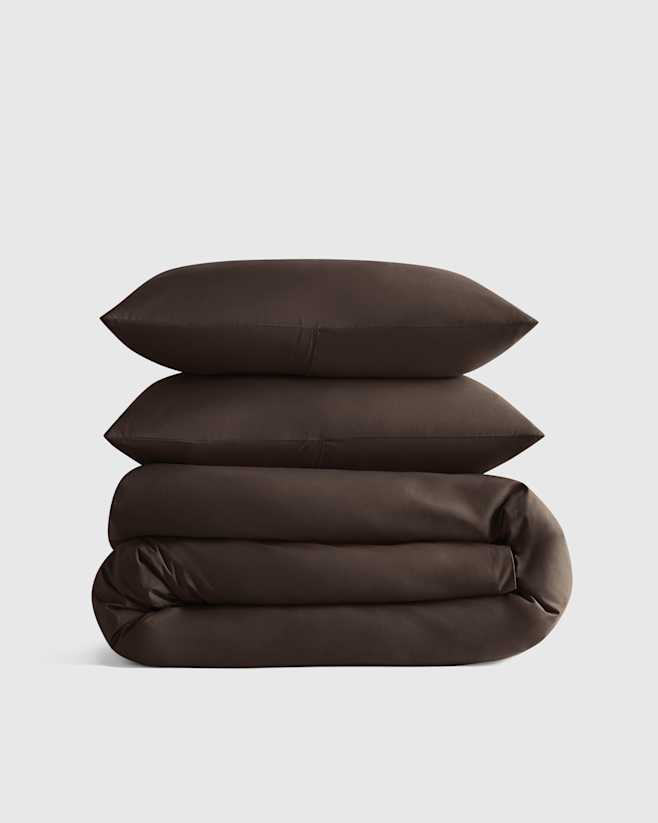 Espresso Classic Organic Percale Duvet Cover Set