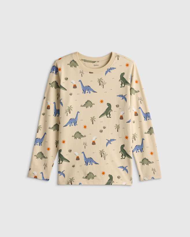 Dino Sketch 100% Organic Cotton Jersey Long Sleeve Tee