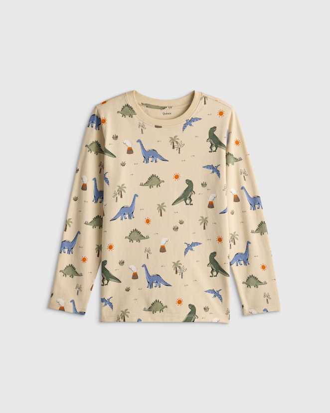 Dino Sketch T-shirt à manches longues en jersey 100 % coton biologique
