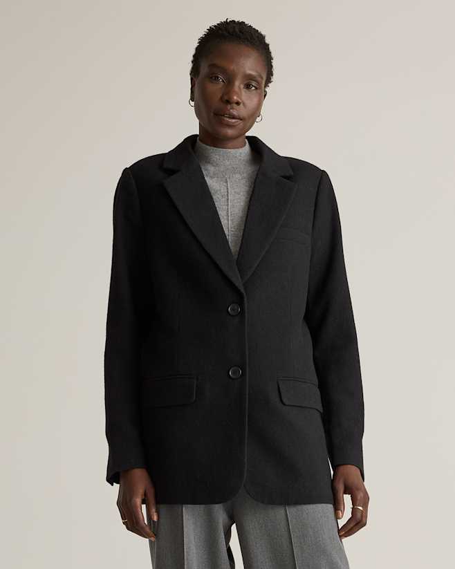 Black Italian Wool Oversized Blazer