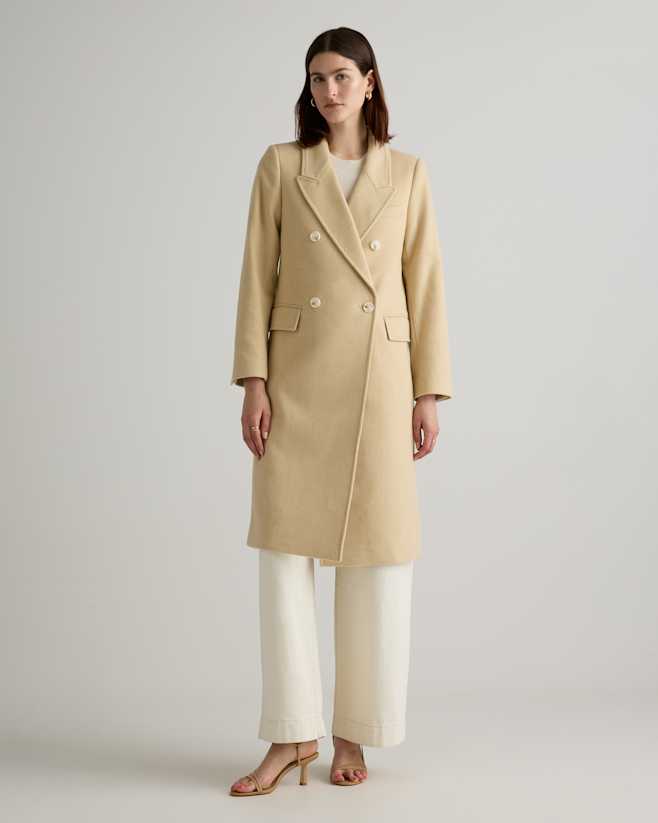 Heather Buttercream Italian Wool Double-Breasted Coat