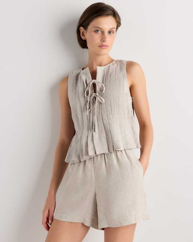 Flax 100% European Linen Pleated Tank