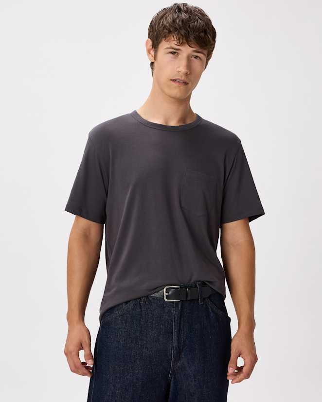 Dark Coal 100% Pima Cotton Luxe Touch Pocket Tee
