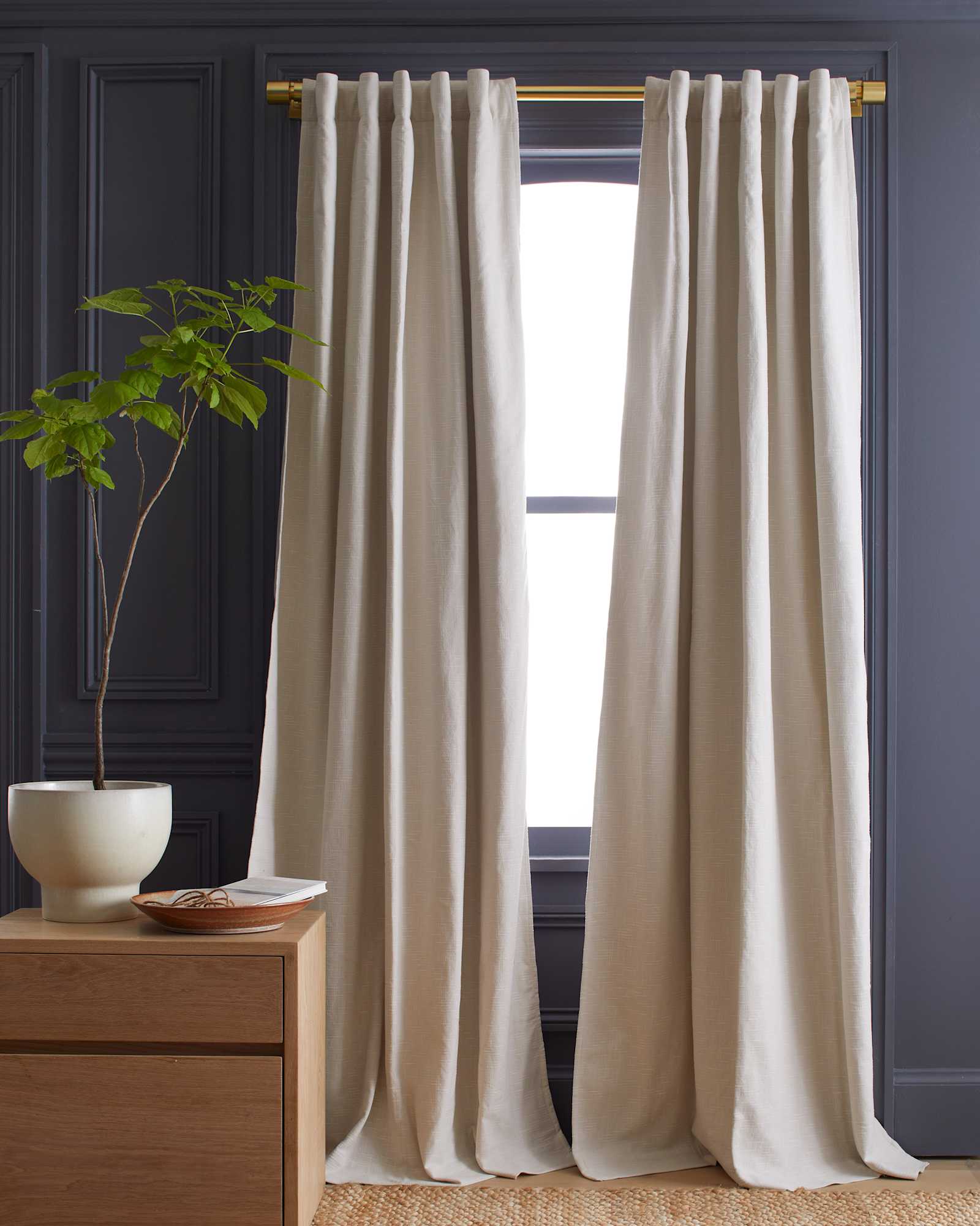 natural Cotton Slub Room Darkening Curtain
