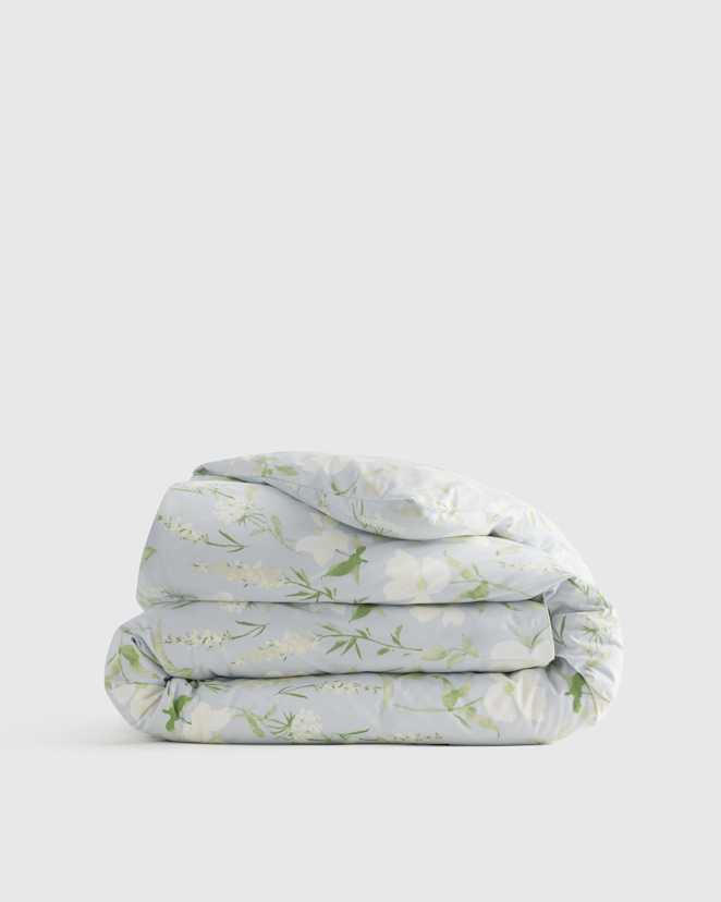 Blue Garden Classic Organic Percale Floral Duvet Cover