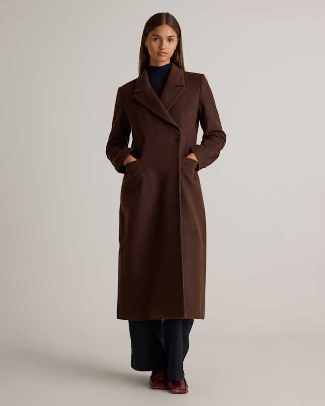 Dark Chocolate Italian Wool Tailored Long Coat