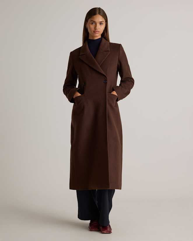 Dark Chocolate Italian Wool Tailored Long Coat
