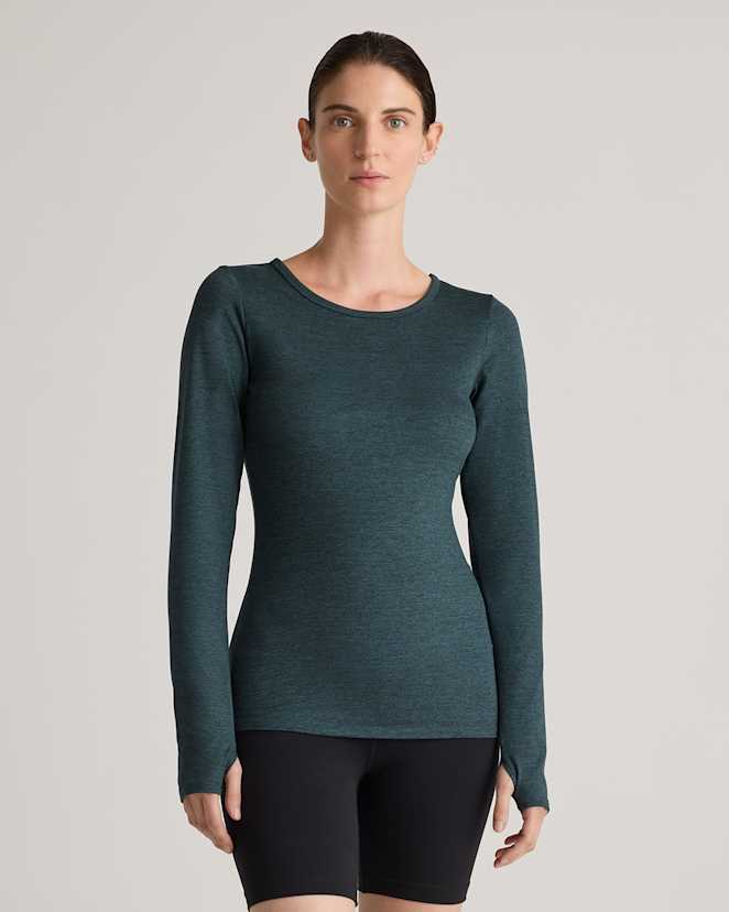 Heather Green Ultra-Soft Fitted Long Sleeve Top