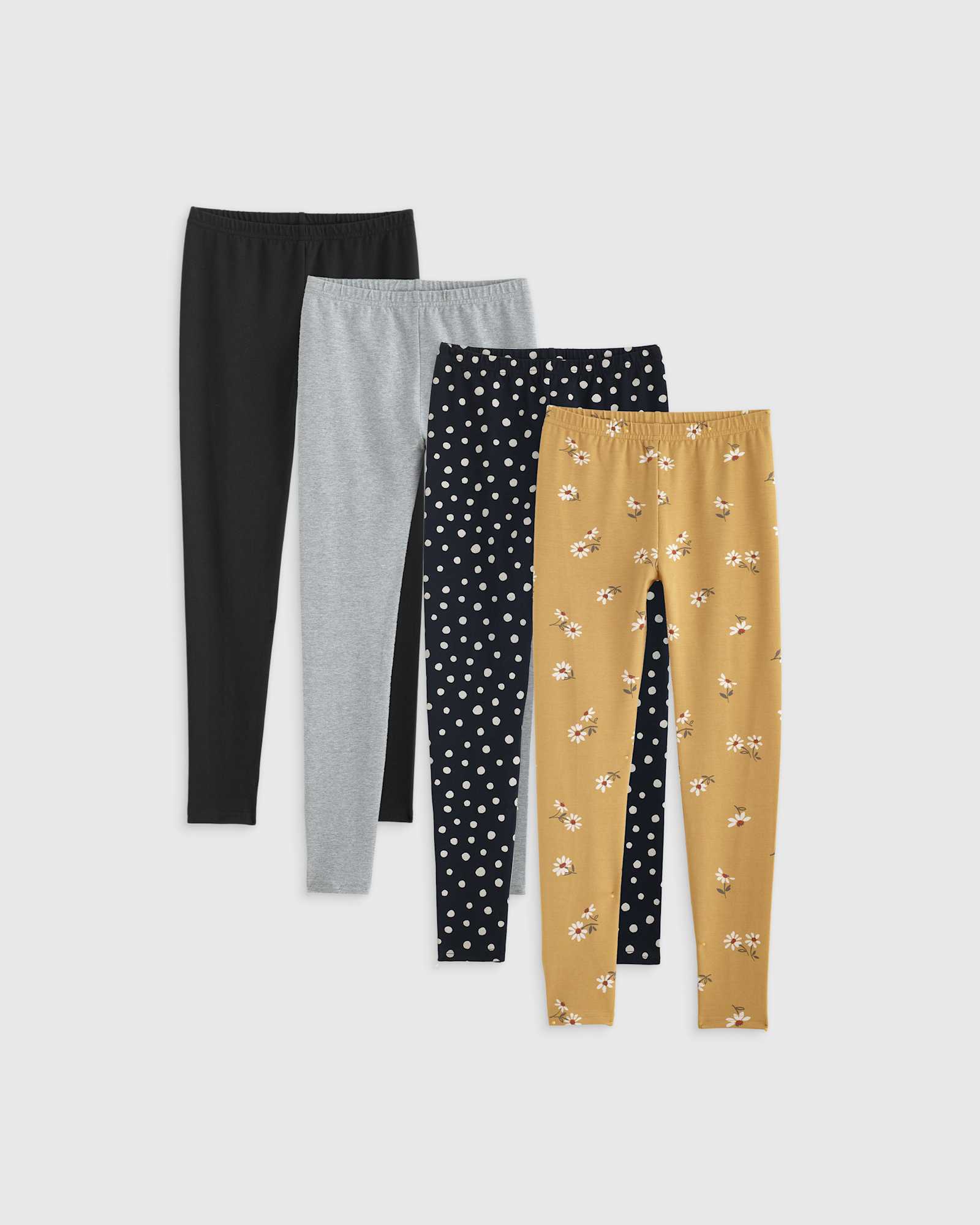golden-daisy/black-dot Organic Cotton Leggings 4-Pack