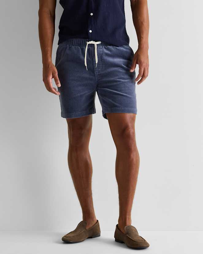 Storm Blue Organic Stretch Corduroy Shorts - 6"