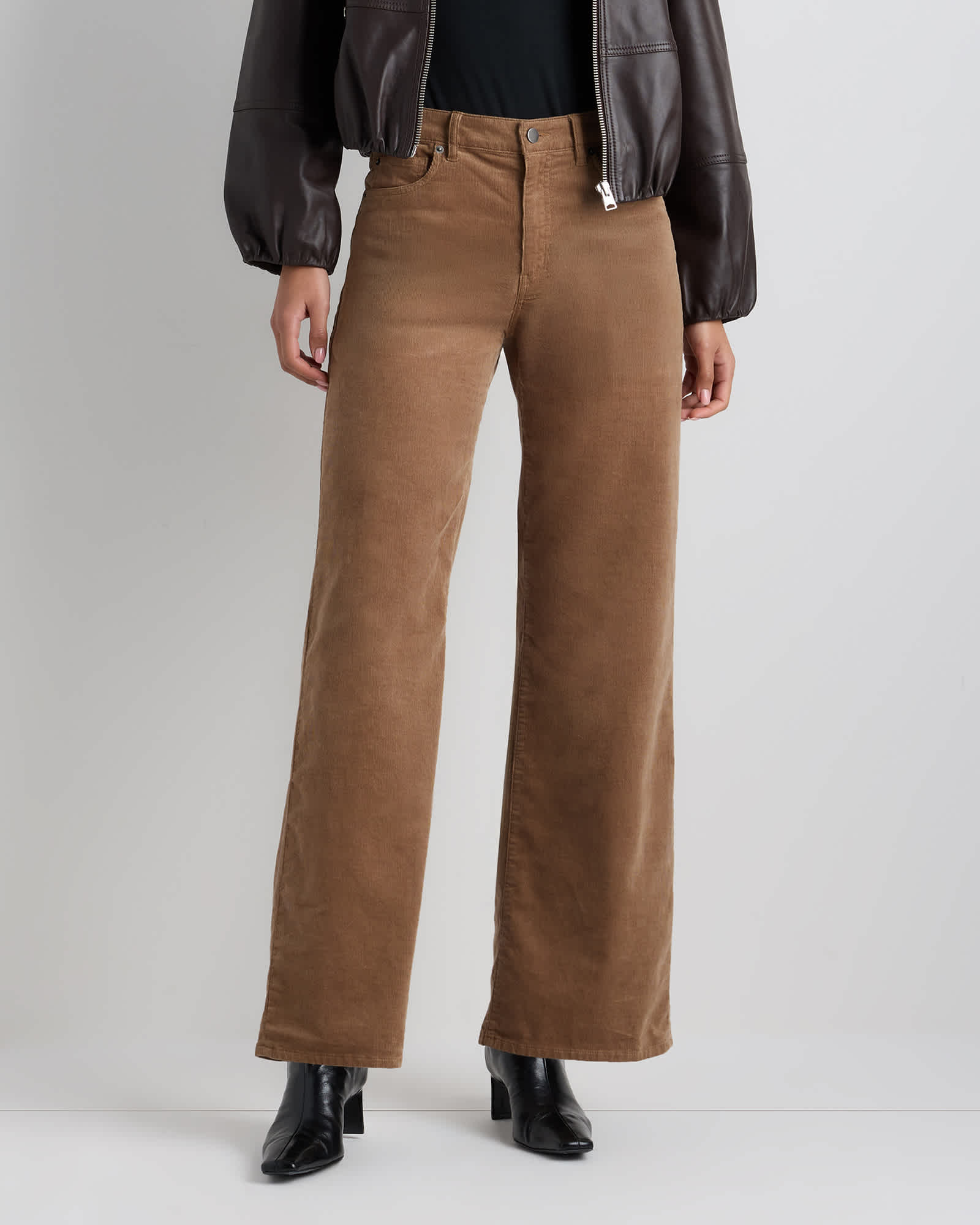 warm-brown Organic Stretch Corduroy Wide Leg Pants