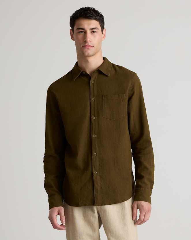 Olive Organic Cotton Stretch Selvage Shirt