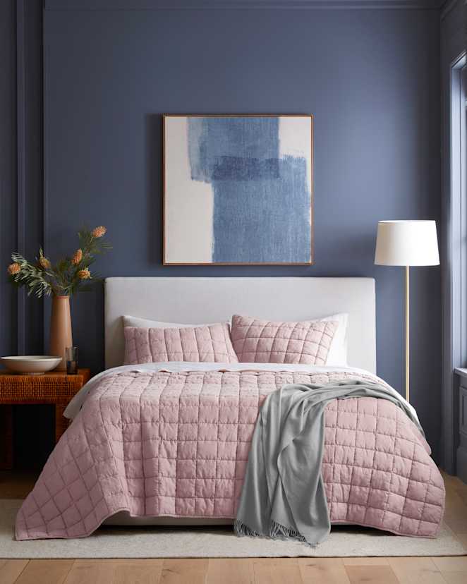 Dusty Mauve European Linen Box Quilt Set