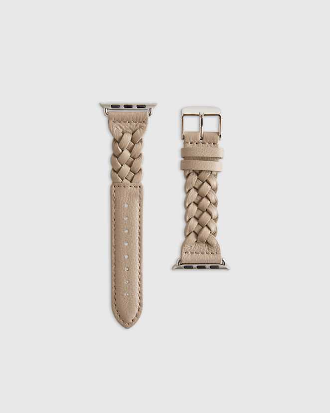 Light Grey Bracelet de montre intelligente en cuir tressé