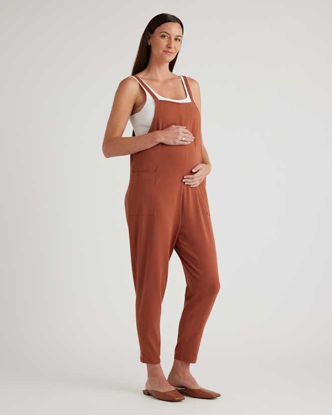 W--38-RUST 1176 Rust Organic Cotton Maternity Overalls