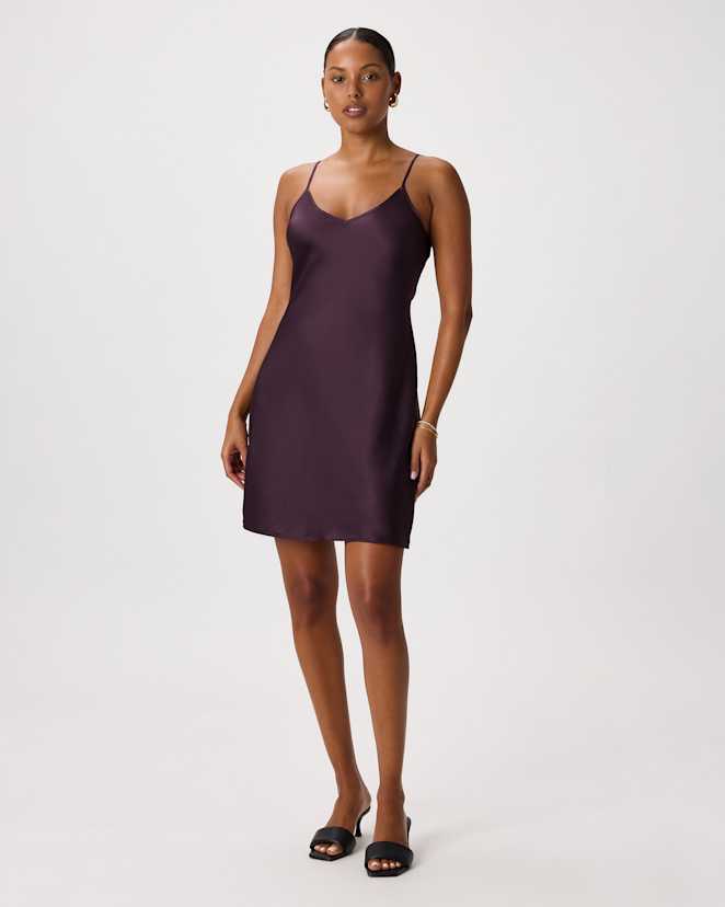 Deep Orchid Purple 100% Washable Silk Mini Slip Dress