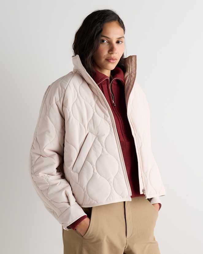 Pale Blush Beige Featherless Quilted Packable Puffer Jacket