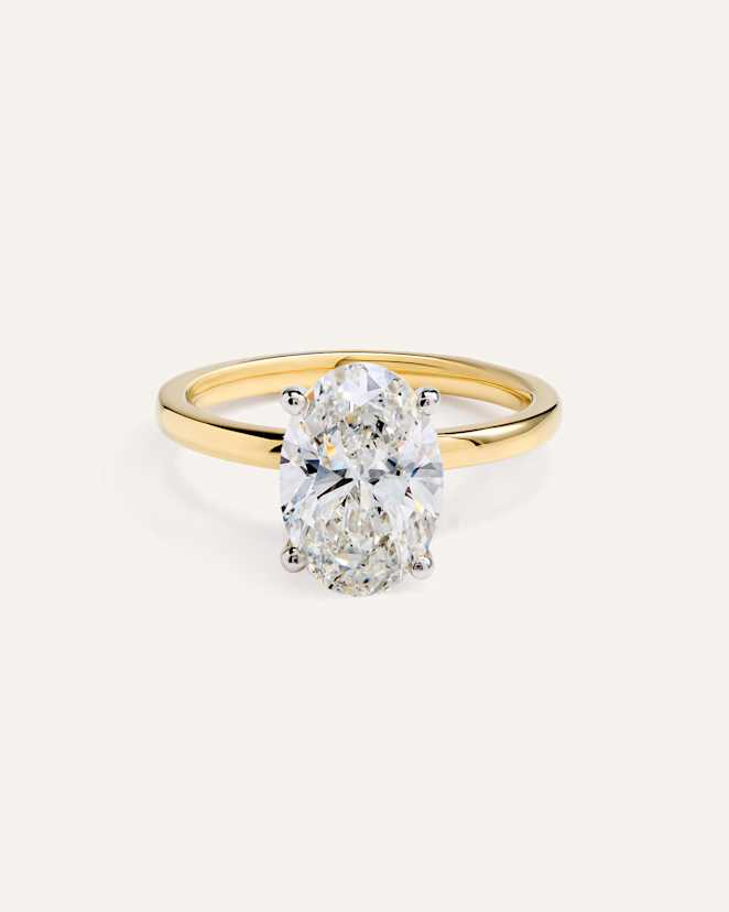 Yellow Gold Lab Grown Diamond Oval Comfort Fit Engagement Ring - 3ct