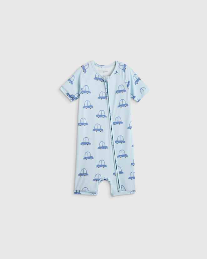 Blue Cars Bamboo Shortie Onesie Pajama