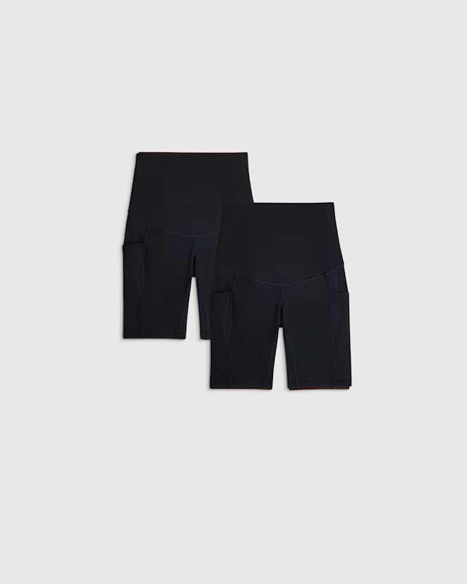 Black Ultra-Form Maternity Pocket Bike Short 9" (2-Pack)