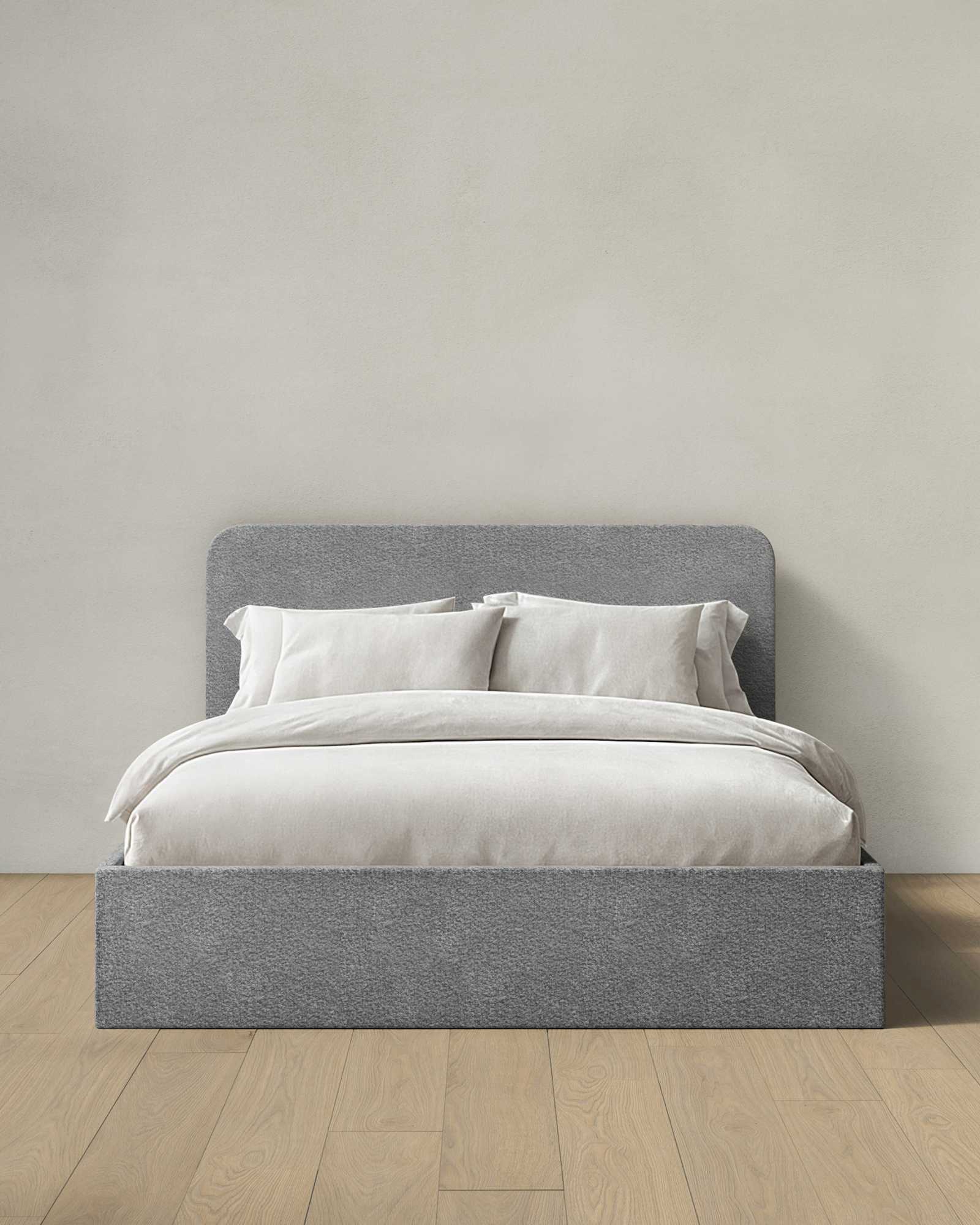 Grey Plush Boucle Curved Bed