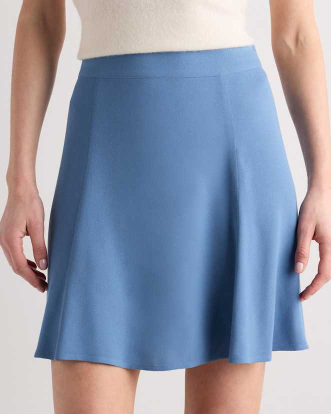 Moonstone Blue Lightweight Crepe A-Line Mini Skirt