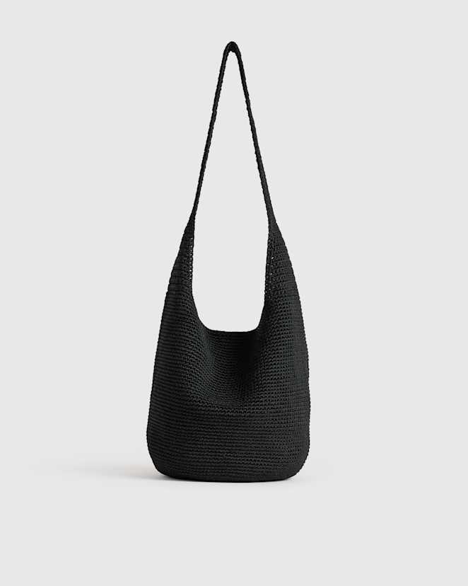 Black Hand Crochet Hobo Shoulder Bag