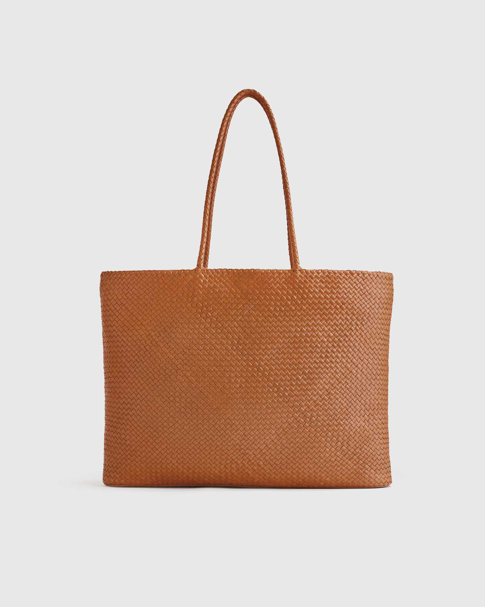 cognac Italian Leather Handwoven Tote