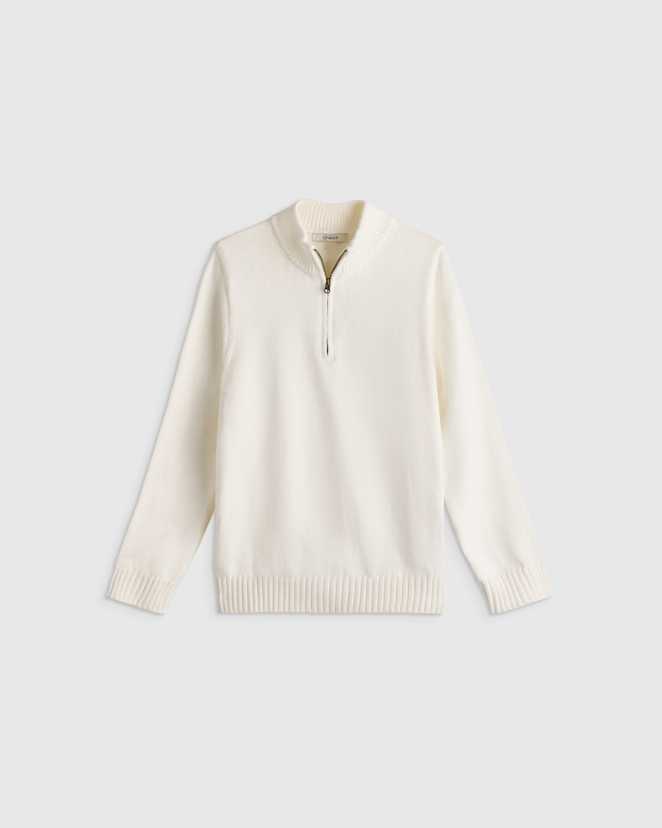 Ivory Boys 100% Organic Cotton Quarter-Zip Sweater