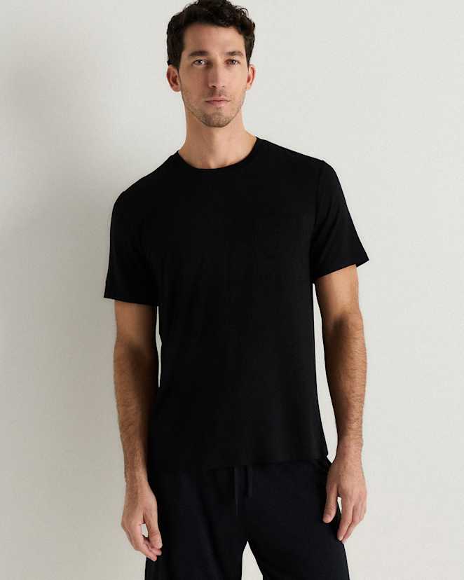 Black T-shirt décontracté en jersey de bambou