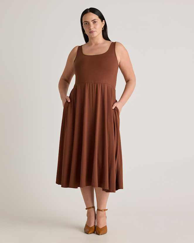 Brown Tencel Jersey Fit & Flare Dress